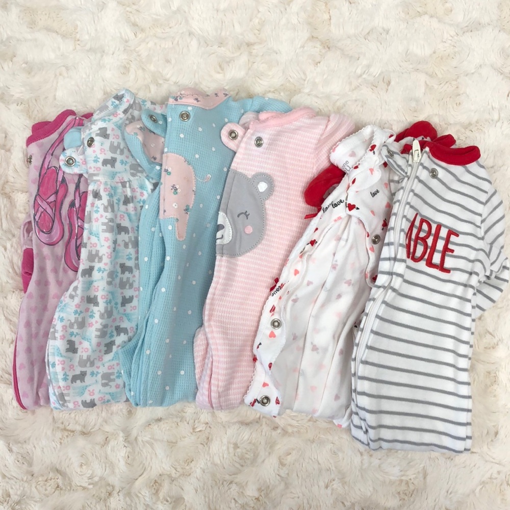 6 baby girl footed jammies